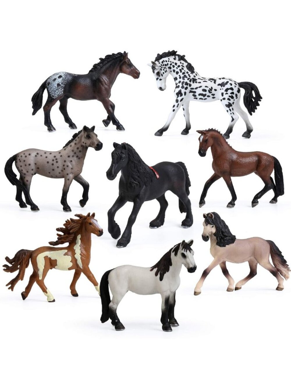 8PCS Big Mare & Stallion Horse Figurines - Plastic Animal Toys for Kids, Party
